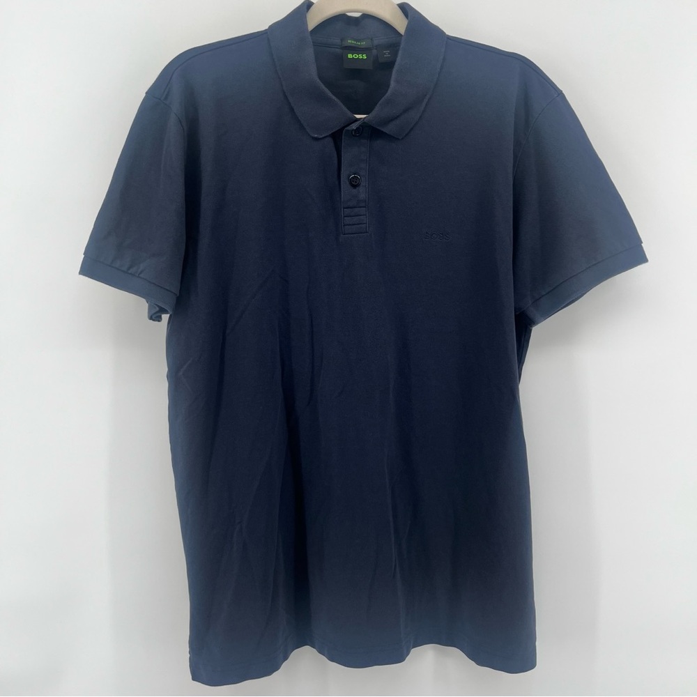 Hugo Boss Navy Short Sleeve Polo Shirt Regular Fit Men's Size XL